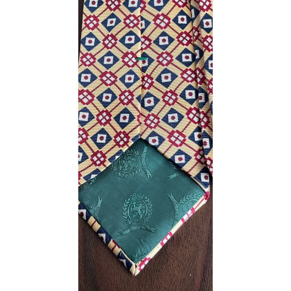 Vintage Men’s Tommy Hilfiger Tie 100% Silk Geometric Pattern Yellow Blue Red Whi - Picture 4 of 6